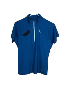 Annika Cutter & Buck Women's Short Sleeve Golf Polo Activewear Zip Blue Size M